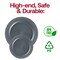 Matte Charcoal Gray Round Disposable Plastic Dinner Plates - 10" (120 Plates)